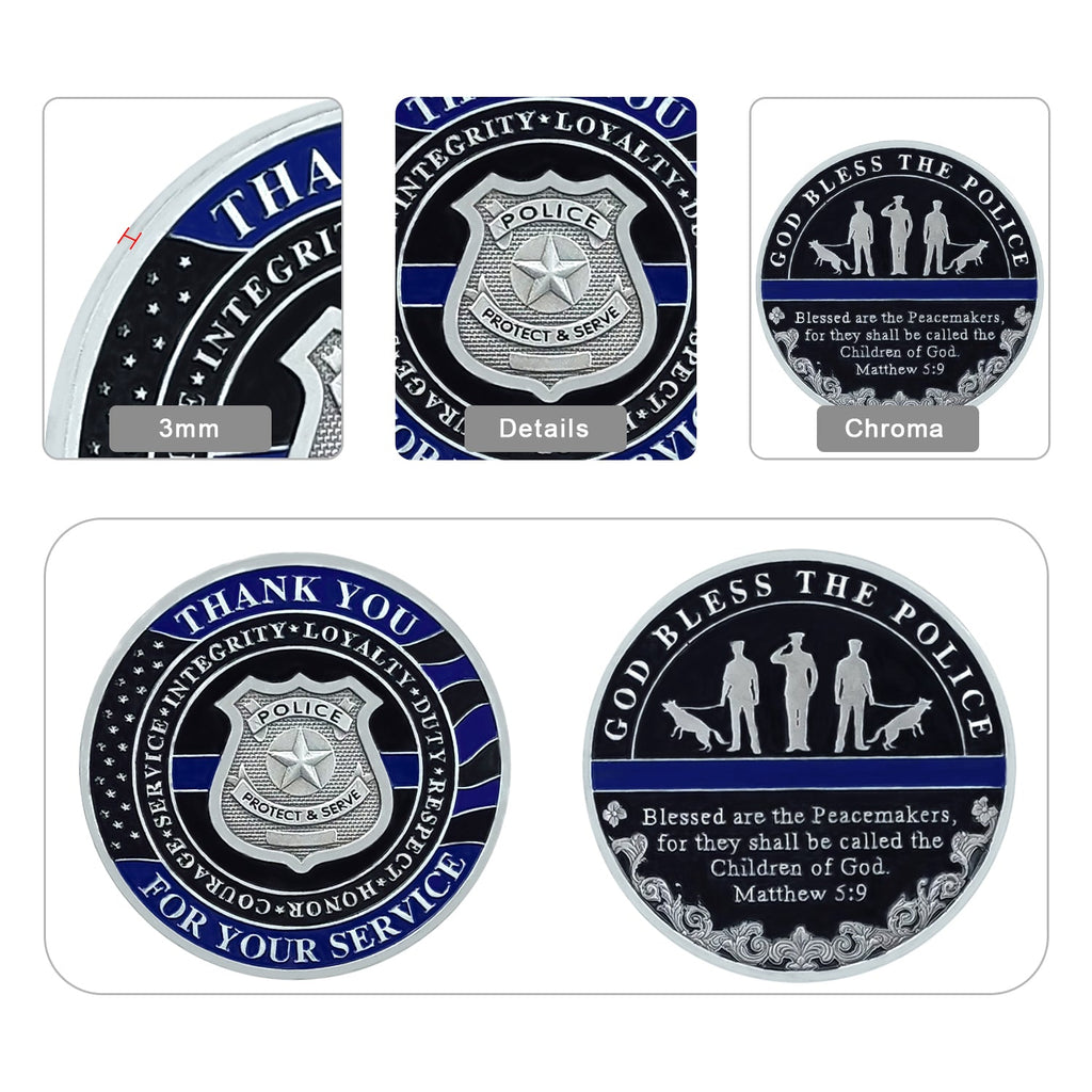 Police Badge Challenge Coin God Bless the Officer & K9 Group Matthew 5:9 mysite