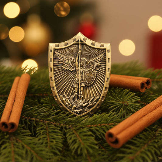 St Micheal Archangel Shield Challenge Coin Quis ut Deus Christian Gift for Men mysite