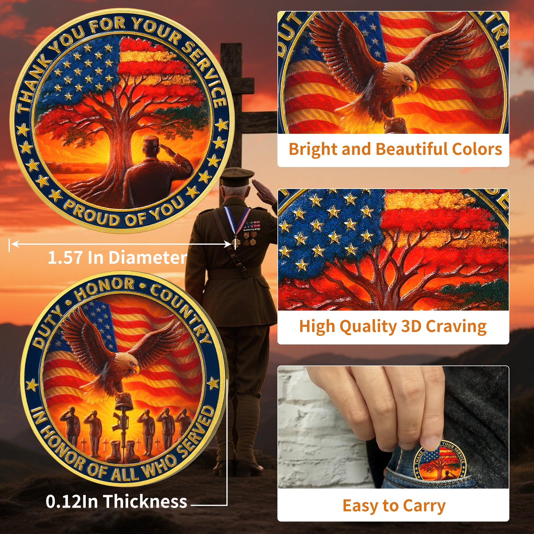 Thank You for Your Service & in Honor of All Who Served Military Veterans Challenge Coin mysite