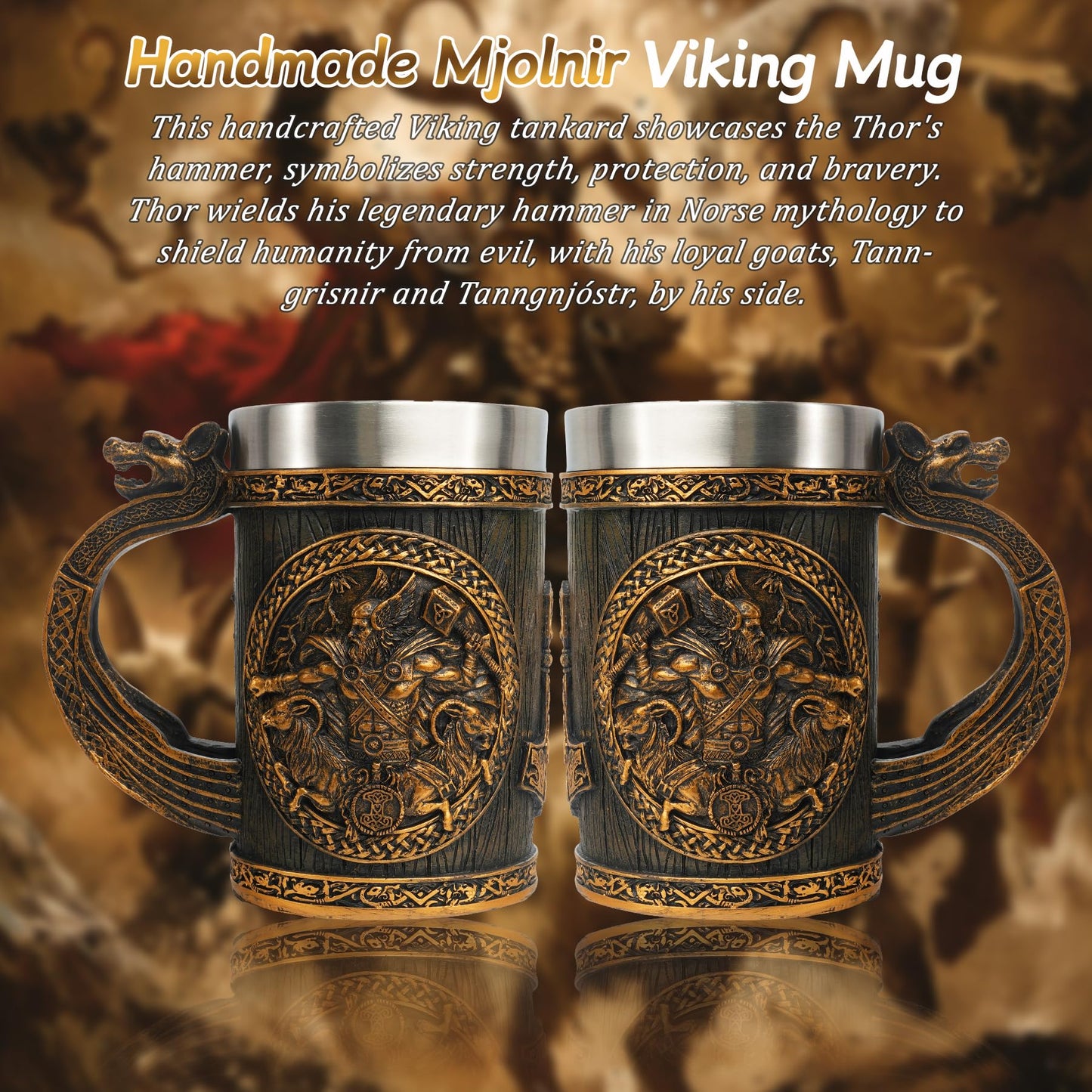 Original Handmade 304 Stainless Steel 20oz Viking Runes Mug mysite