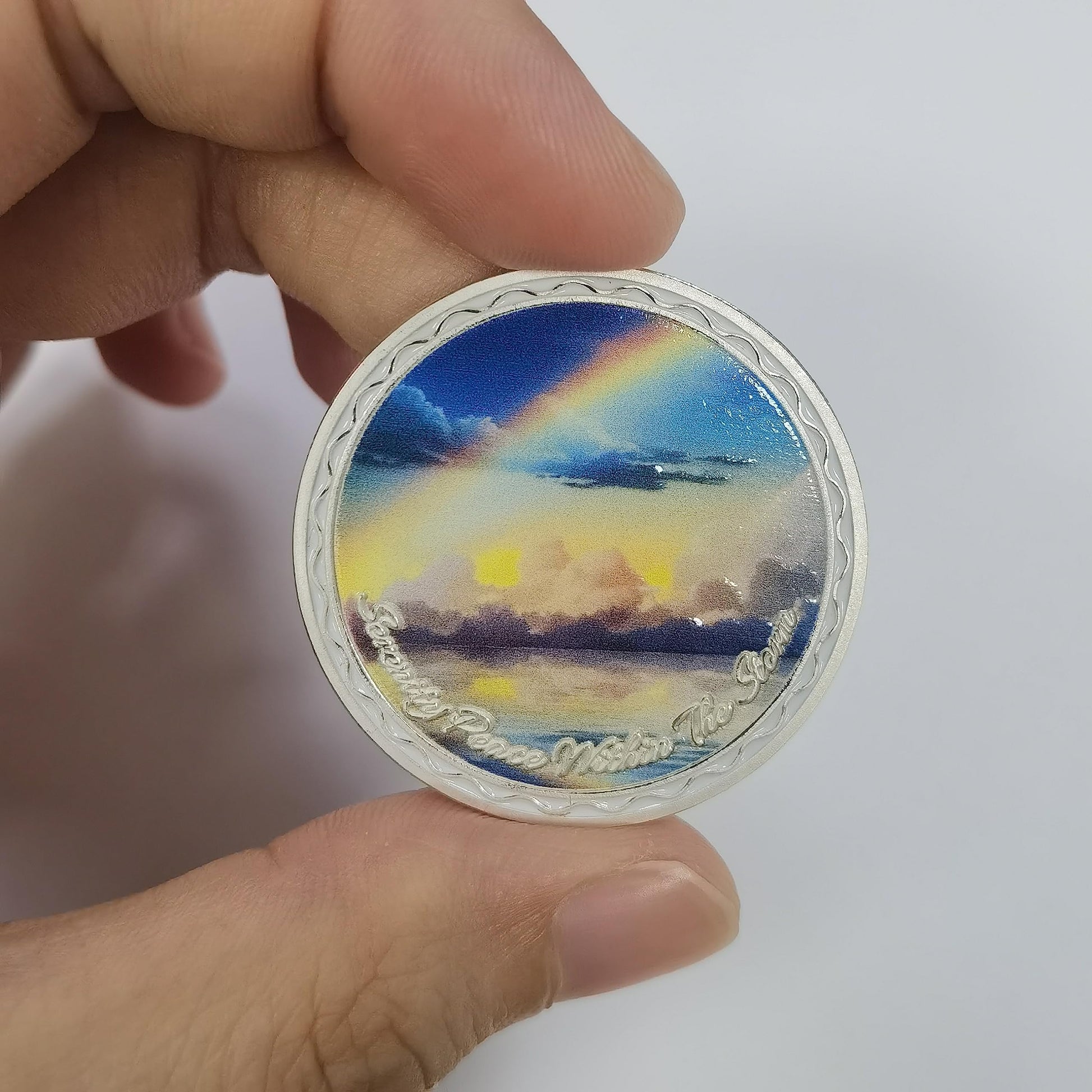 Rainbow Ocean Sobriety Coin with Inspirational Quote mysite