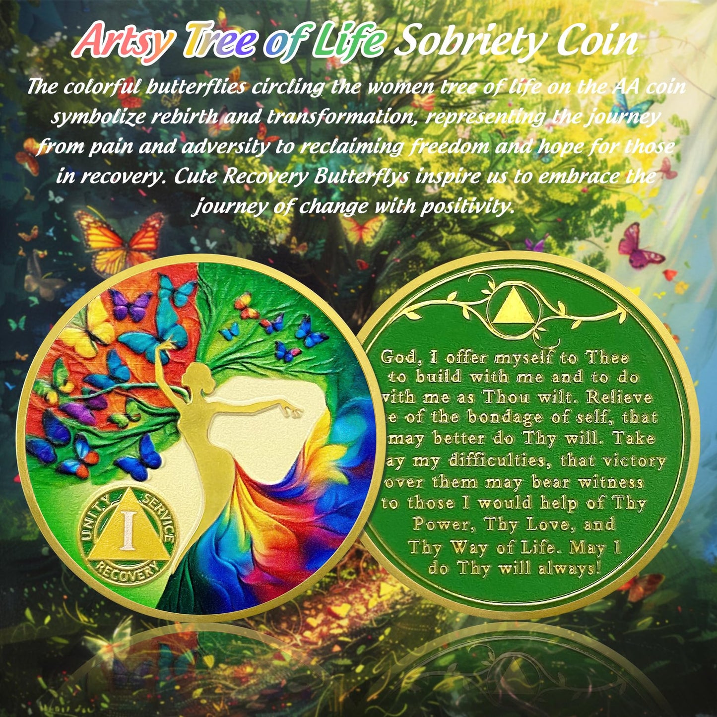 Personalized Artsy Recovery Women Tree of Life Sobriety Coin mysite