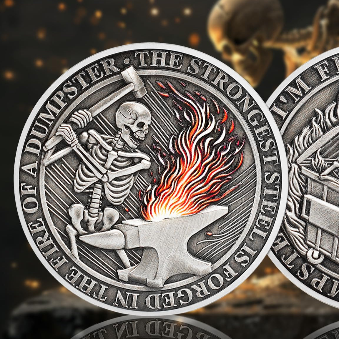 The Strongest Steel Skull Dumpster Fire Challenge Coin mysite