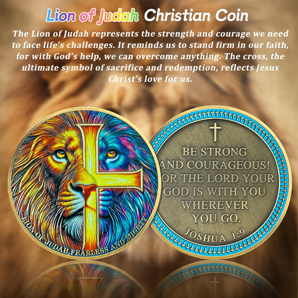 Lion of Judah Rare Joshua 1:9 Religious Jesus Christian Challenge Coin mysite