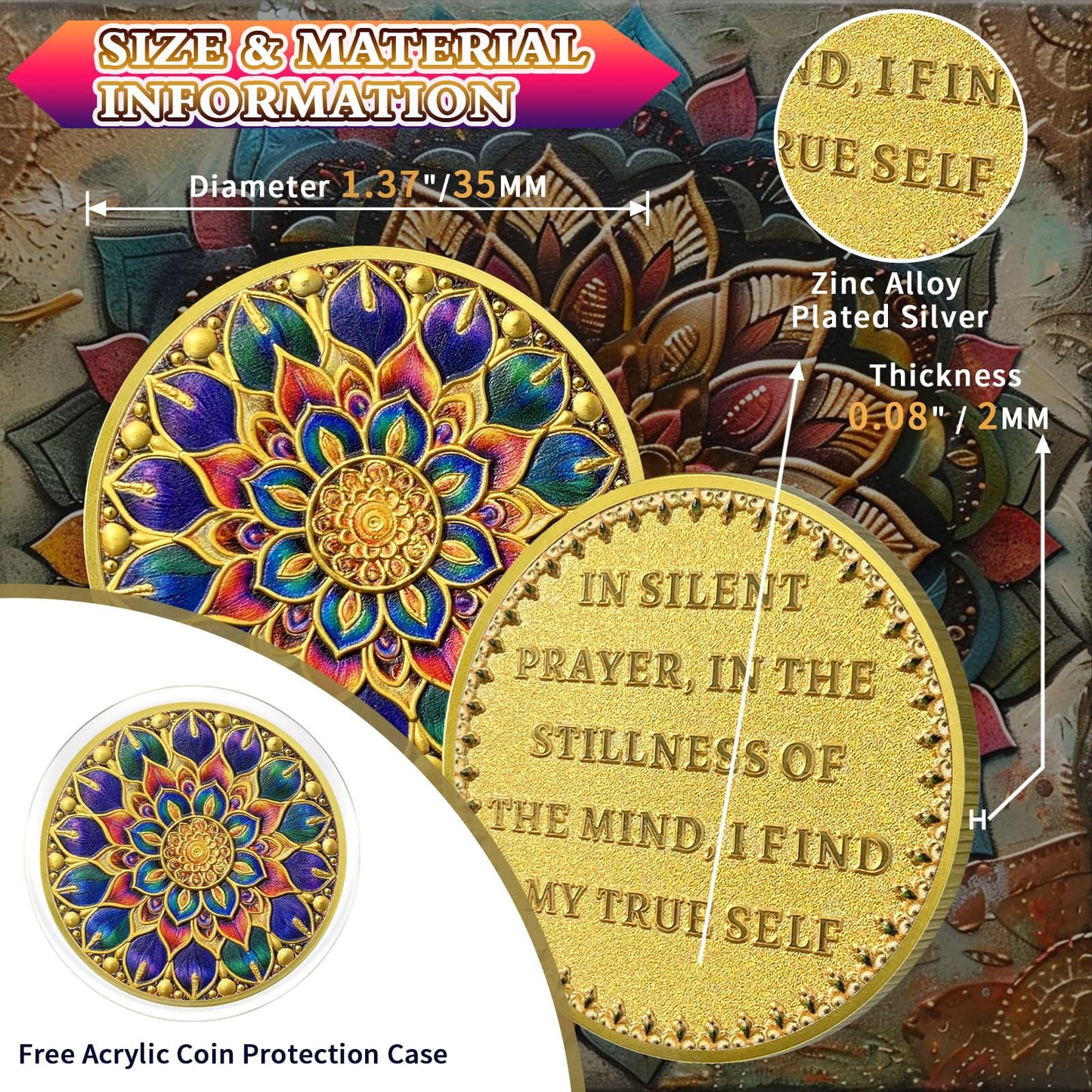 Mandala Flower Recovery Sobriety Coin mysite