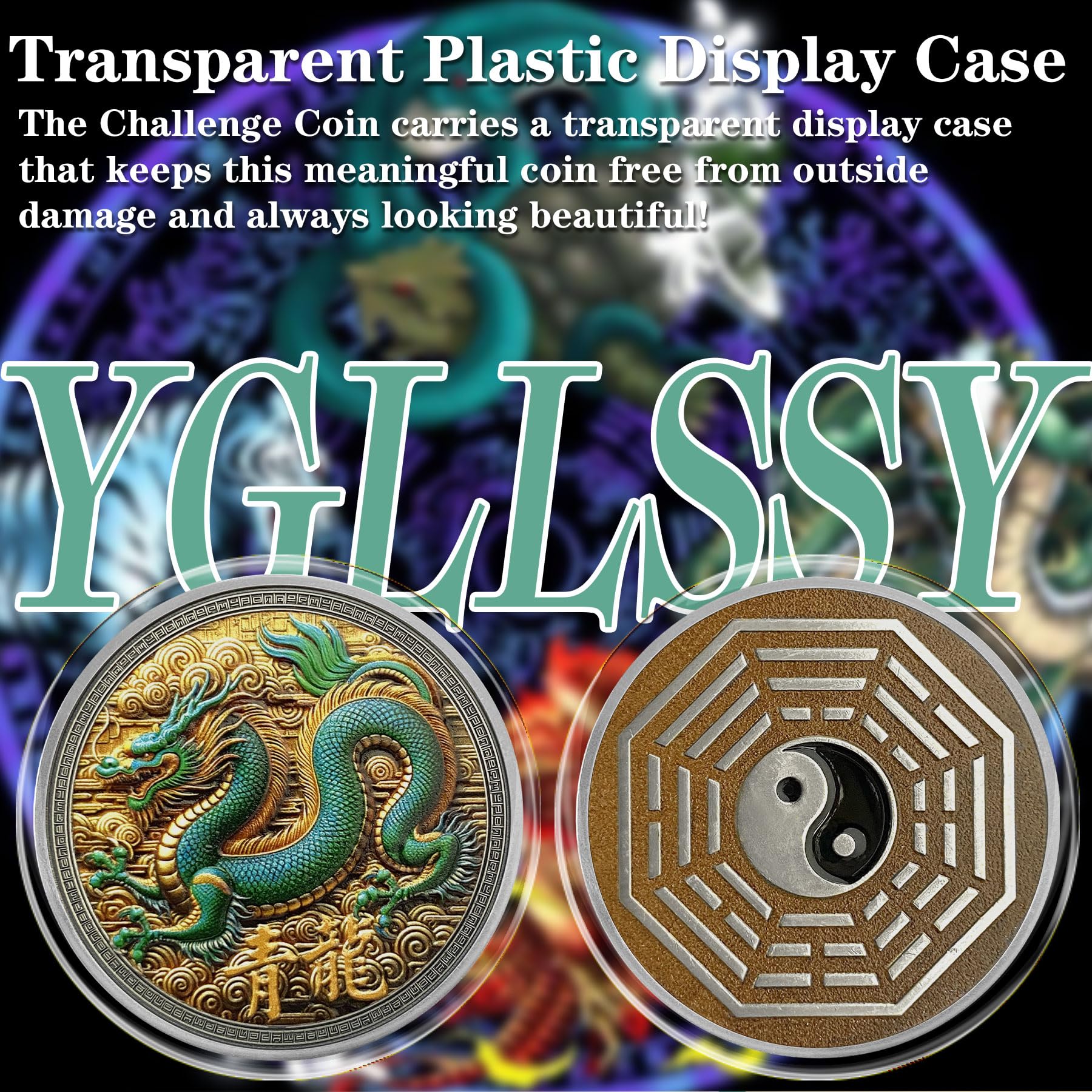 Eastern Mythology Chinese Azure Dragon Taichi Good Luck Coin mysite