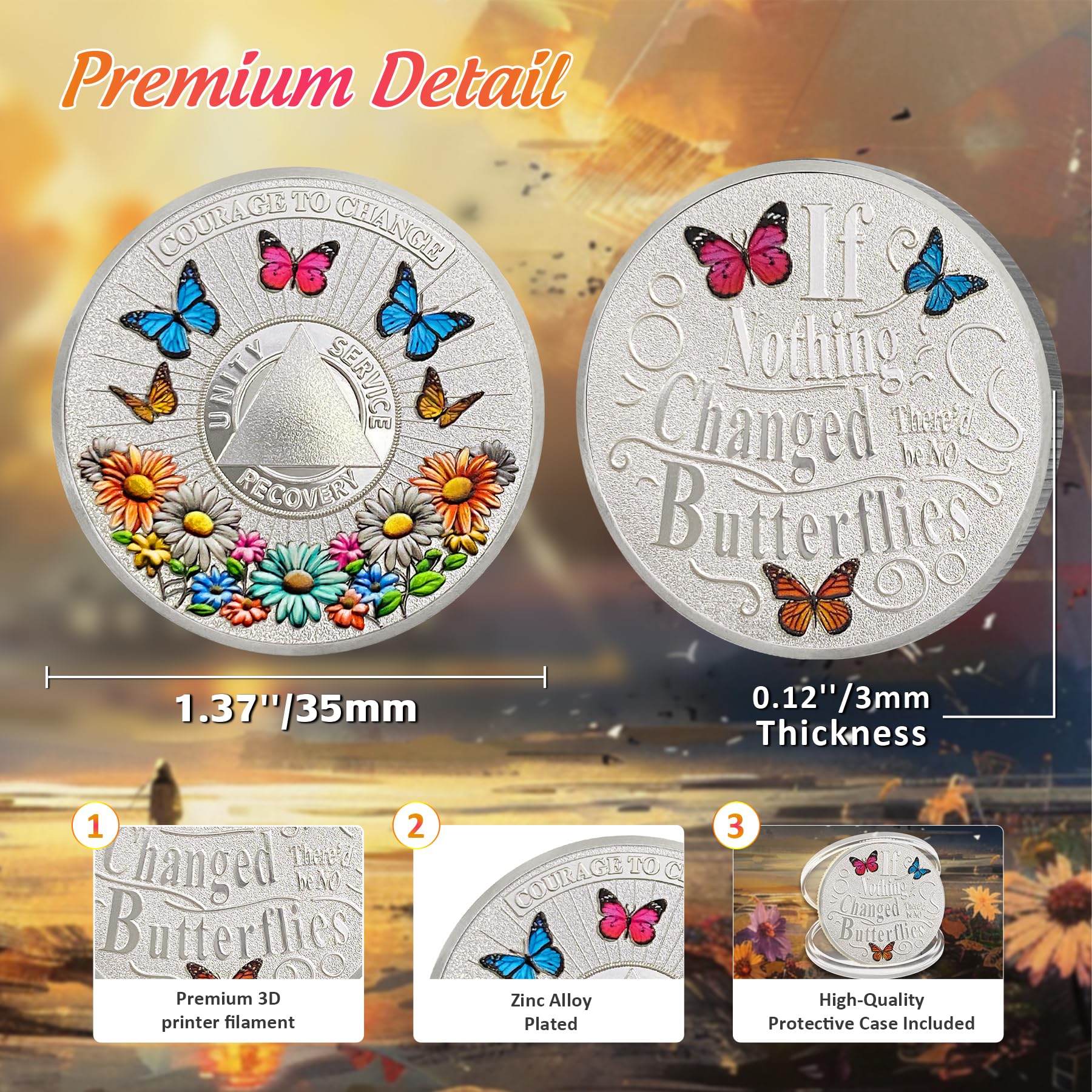 Personalized Recovery Colorful Sunflower Sobriety Coin mysite