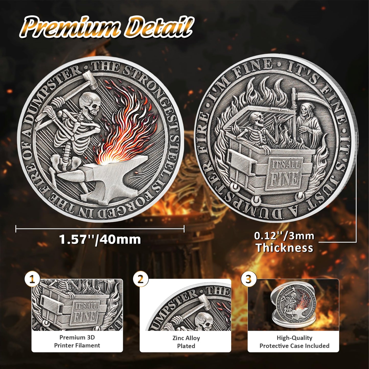 The Strongest Steel Skull Dumpster Fire Challenge Coin mysite
