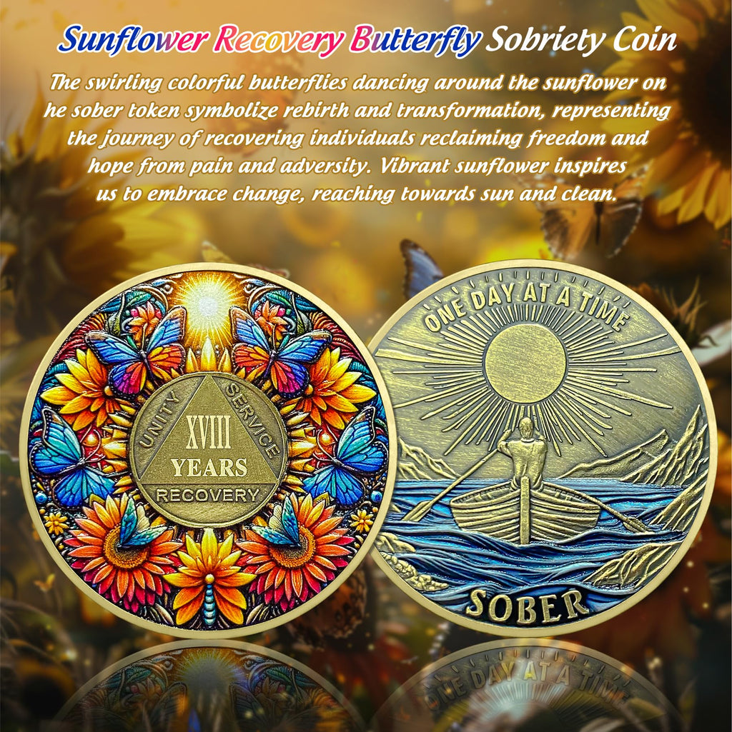 Delicate Sunflower Recovery 18 Year Sobriety Coin mysite