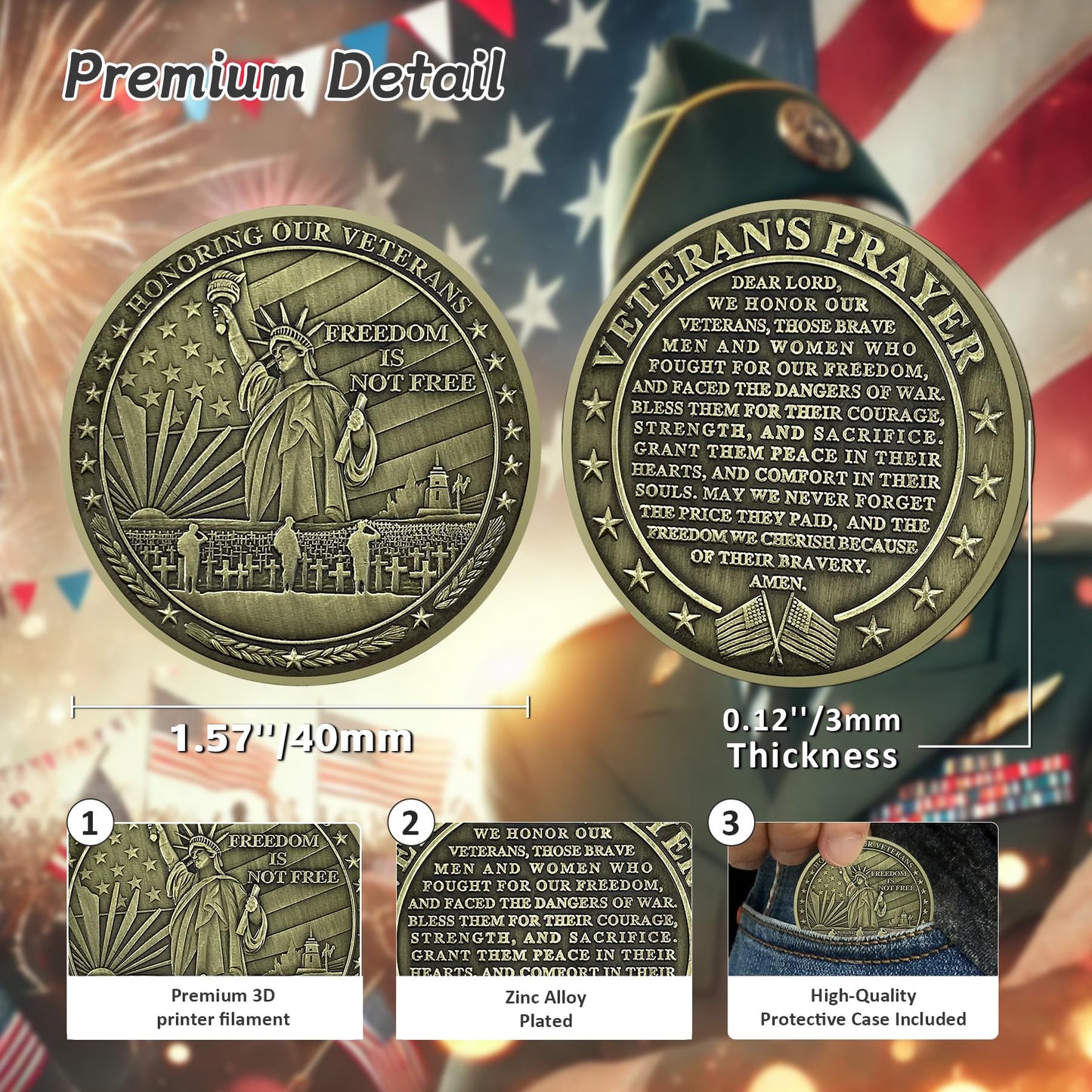 Military Veteran Challenge Coin with Statue of Liberty mysite