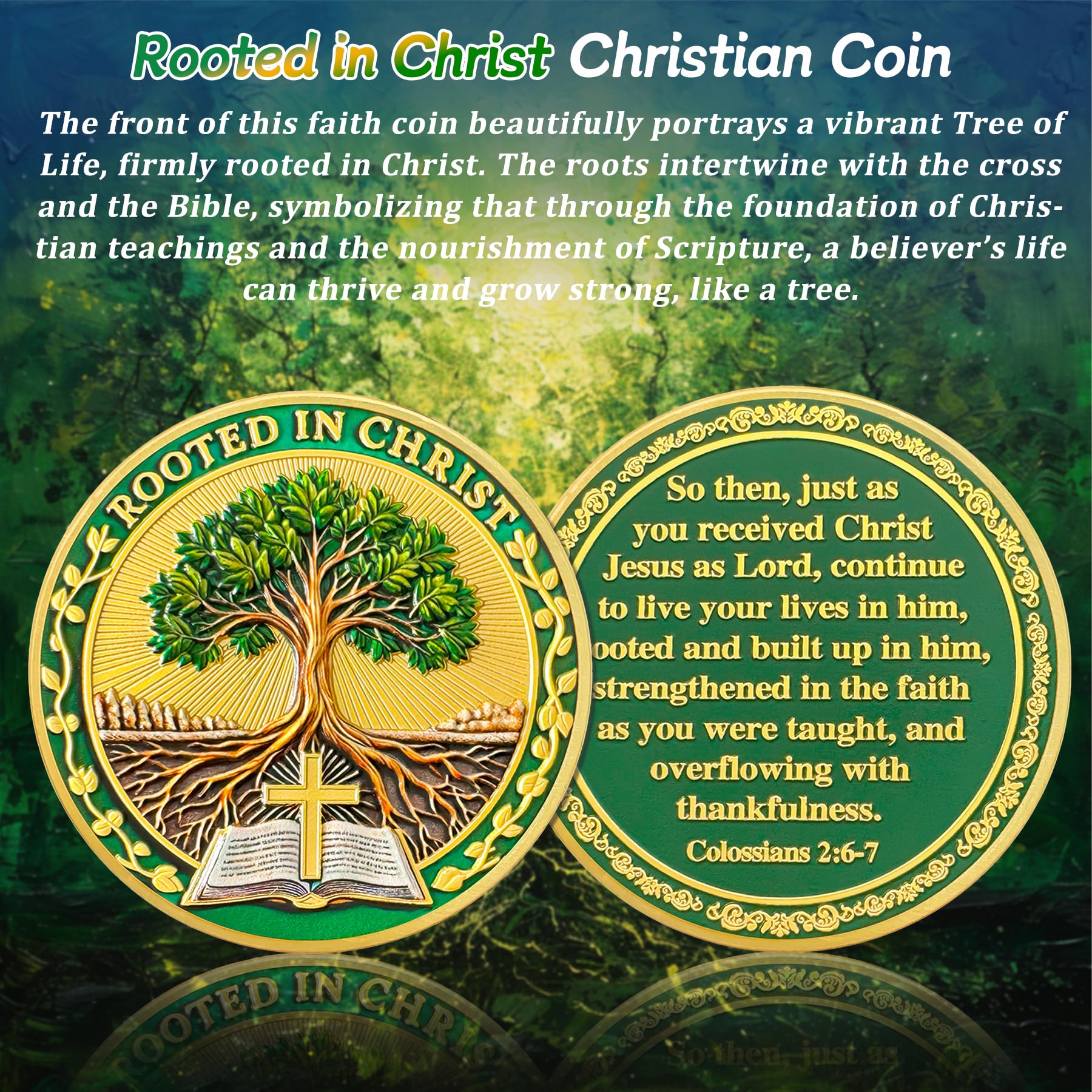 Rooted in Christ Christian Religious Challenge Coin mysite