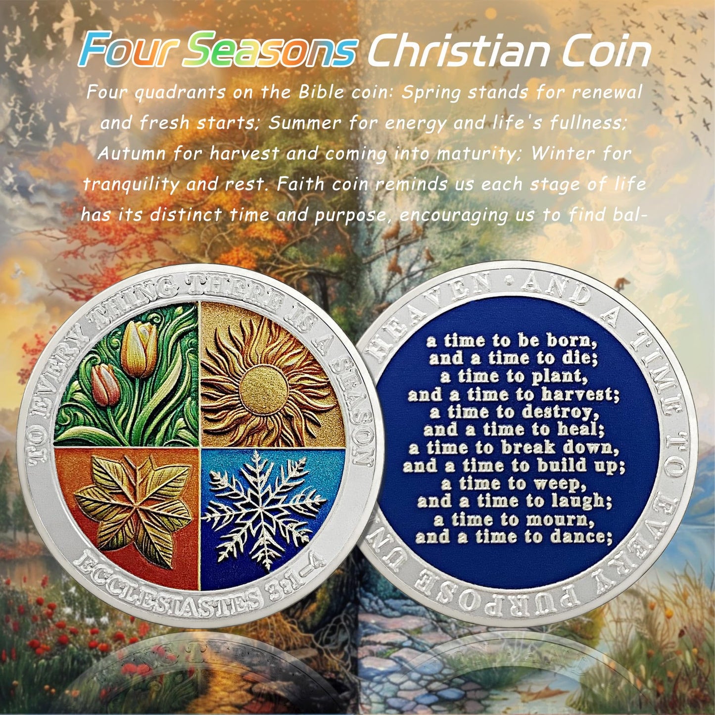 Delicate Four Seasons Christian Encourage Pocket Bible Verses Challenge Coin mysite