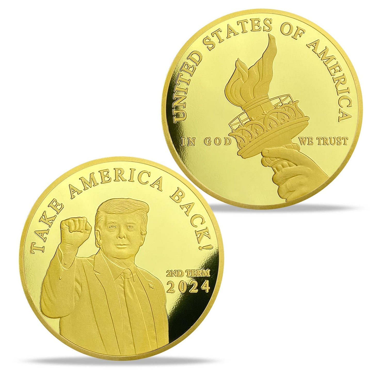 Trump 2024 Take America Back Challenge Coin 3D Gold Finish Collectible Gift Coin mysite