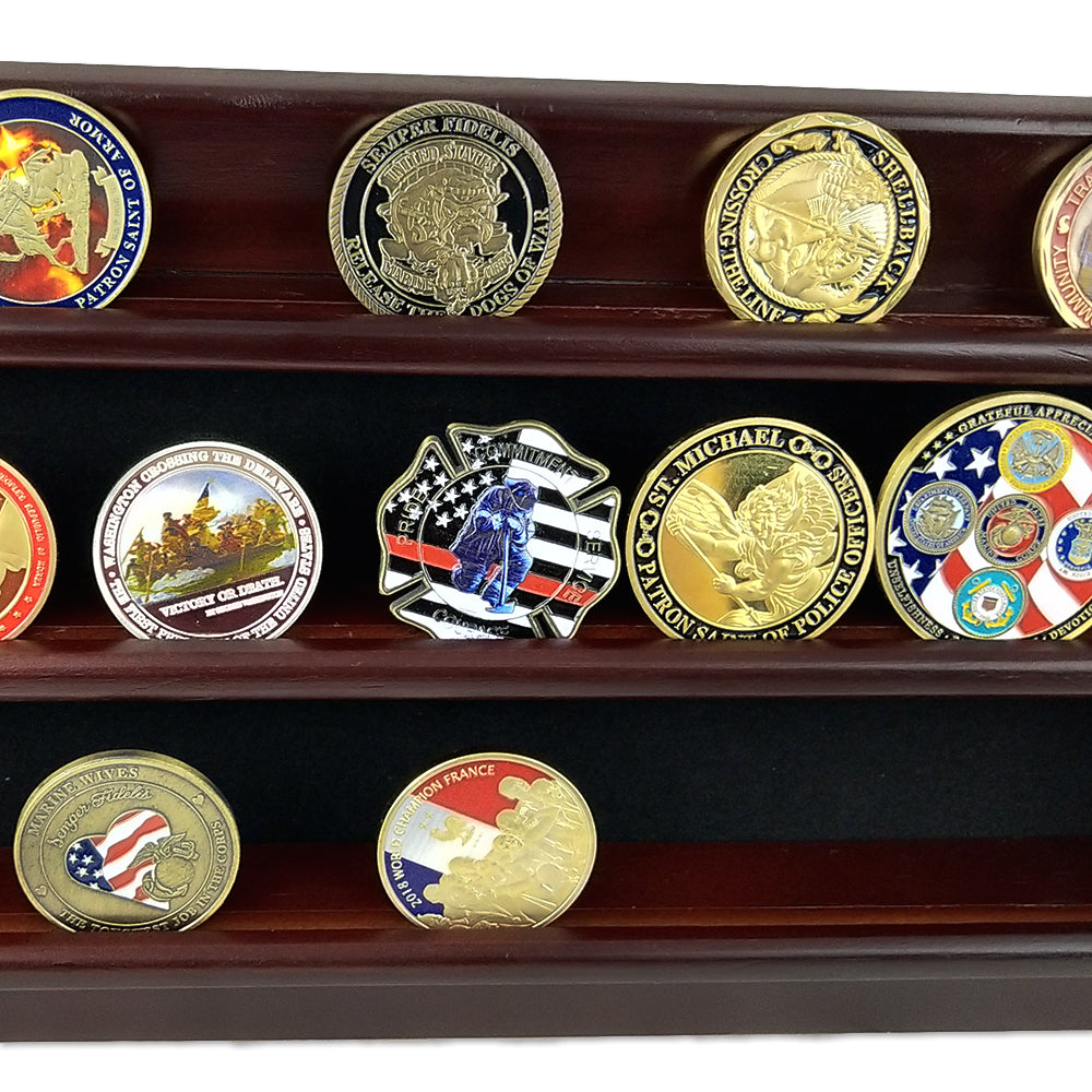 Wooden Challenge Coins Display Rack Deep Cherry Finish mysite