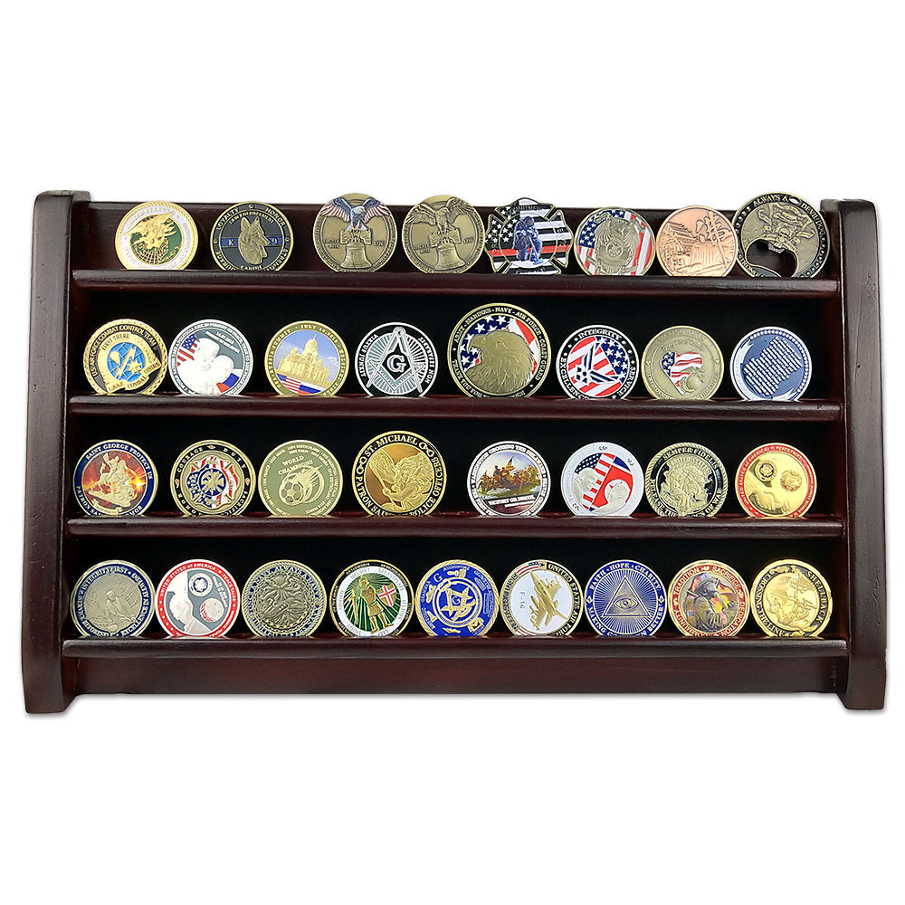Wooden Challenge Coins Display Rack Deep Cherry Finish mysite