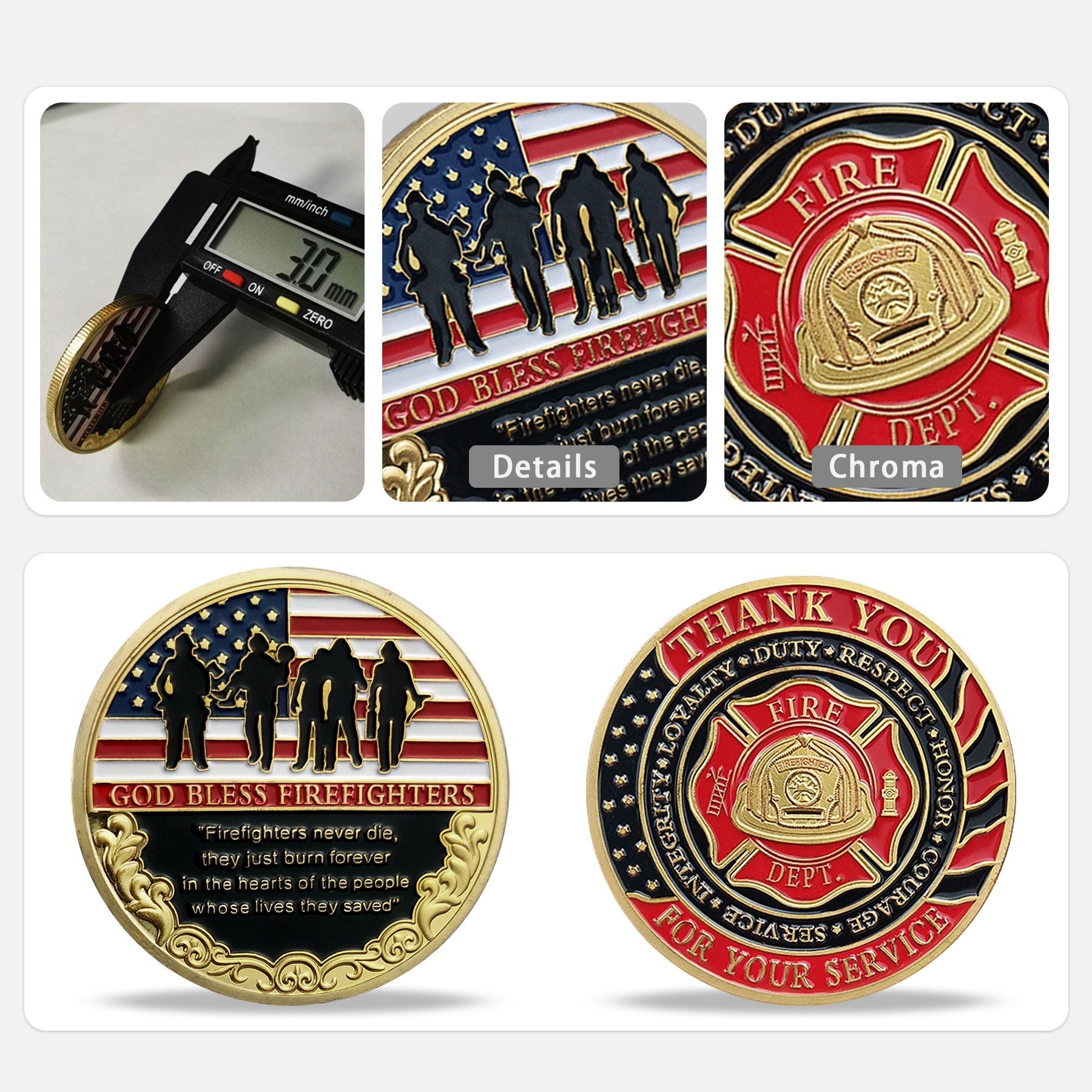 Firefighter Challenge Coin Thank You for Your Service mysite