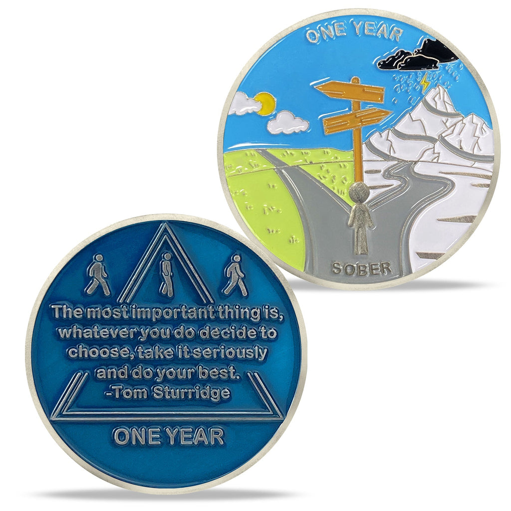 1 Month 1 Year Mountains and Highways Commemorative Gift Sobriety Coin mysite