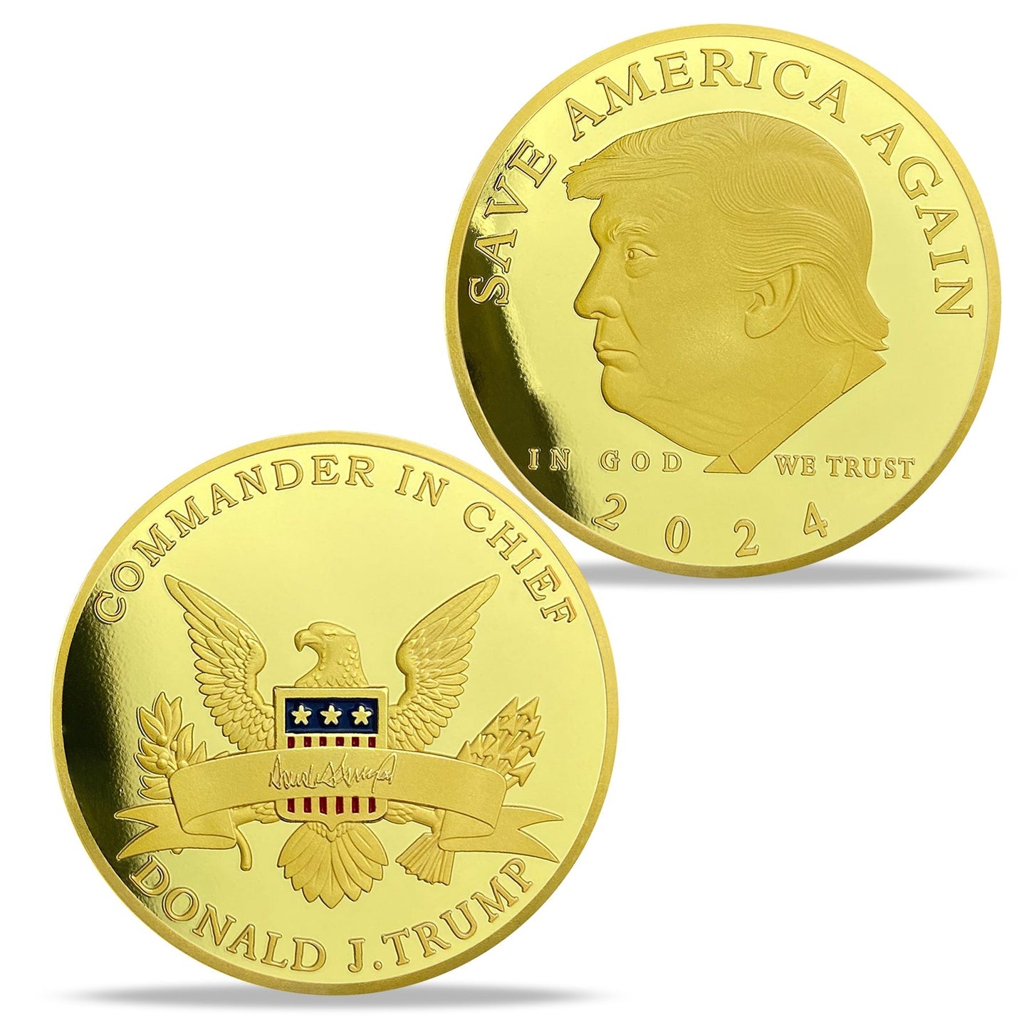 Trump 2024 Save America Again Challenge Coin 3D Gold Finish Collectible Gift Coin mysite