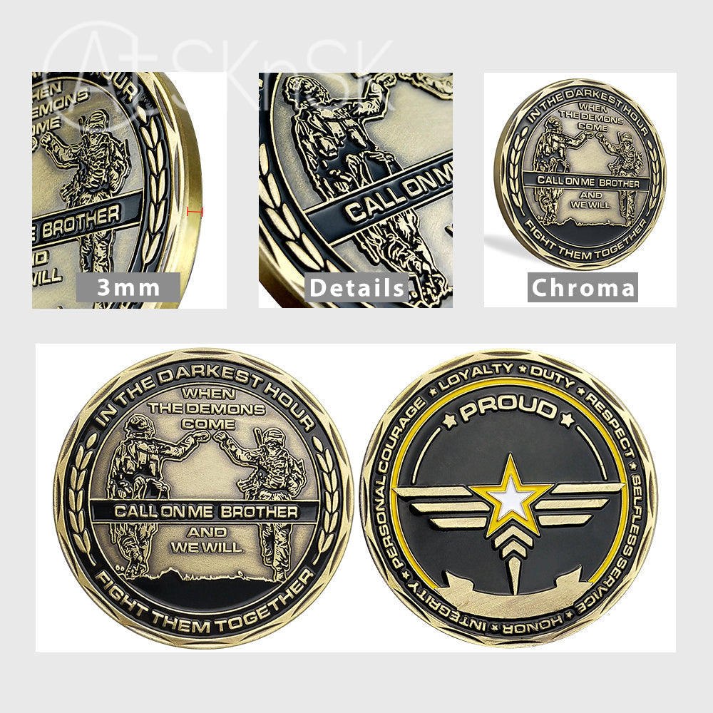 US Army Brofist Challenge Coin Bronze Military Collectible Soldier Fist Bump-AtSKnSK mysite