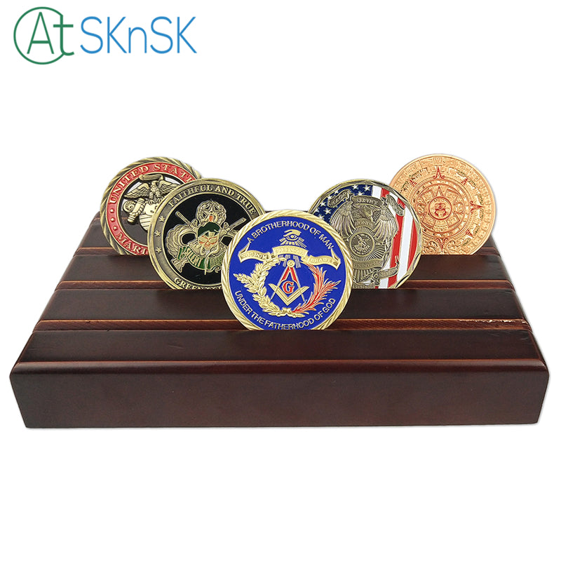 4 Rows Solid Wood Mini Challenge Coin Display mysite