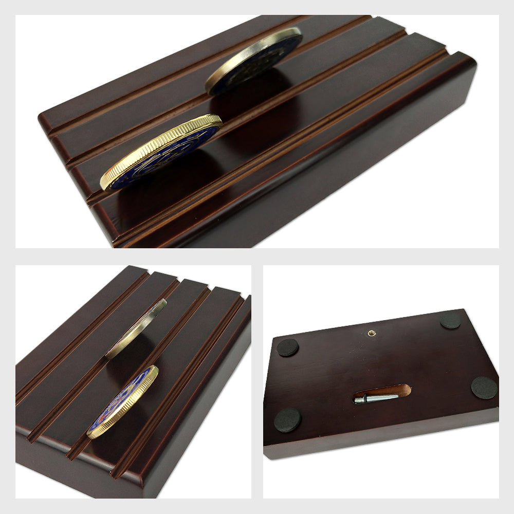 4 Rows Solid Wood Mini Challenge Coin Display mysite