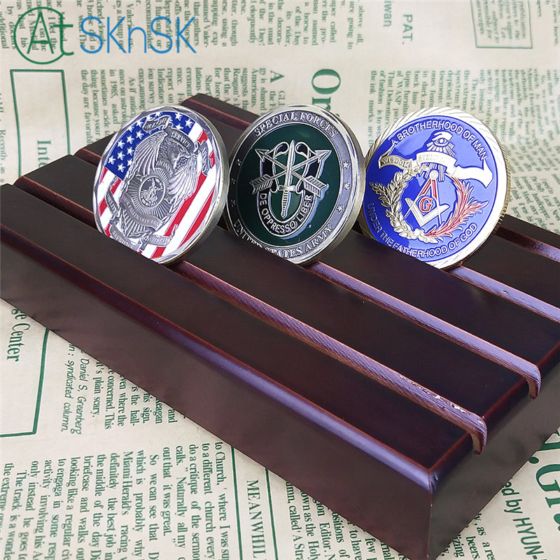 4 Rows Solid Wood Mini Challenge Coin Display mysite