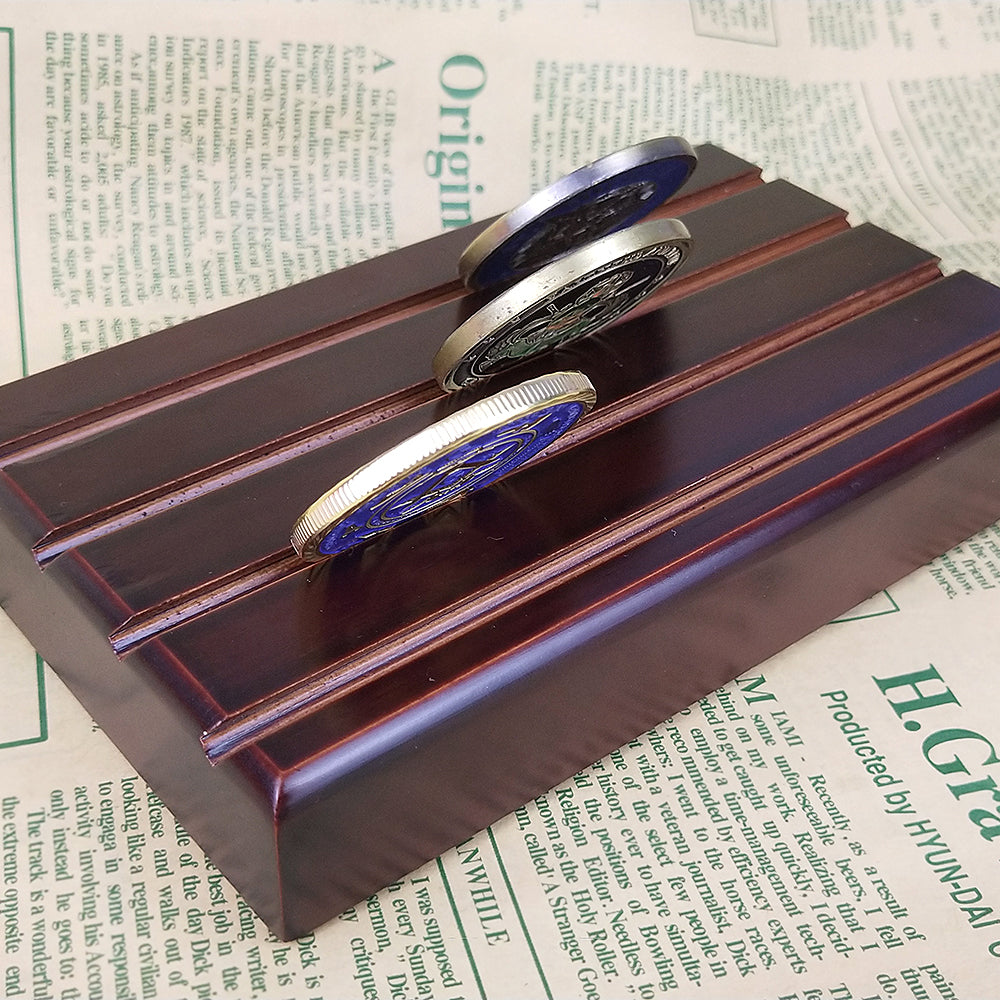 4 Rows Solid Wood Mini Challenge Coin Display mysite