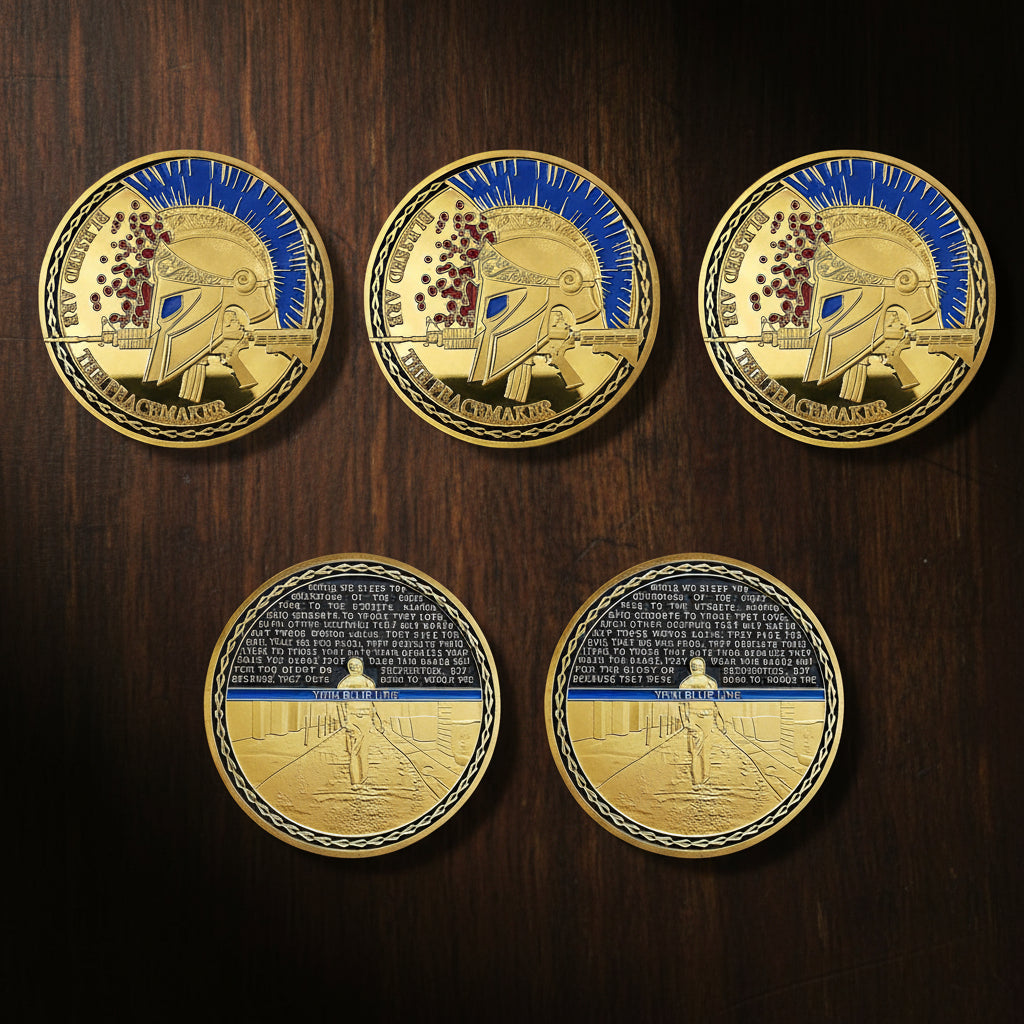 5 Pcs Spartan Helmets Thin Blue Line Police Challenge Coins Gift Set mysite