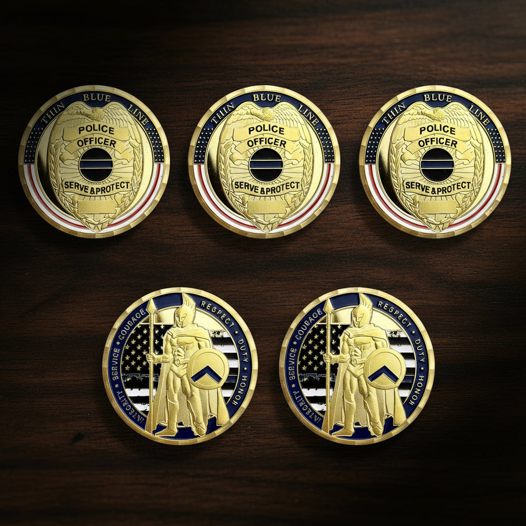 5 Pcs Thin Blue Line Police Challenge Coin Gift Set mysite