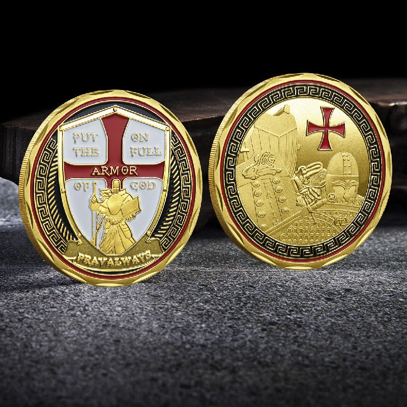 Put On the Full Armor of God Challenge Coin Crusader Pray Always Collectible Coin mysite