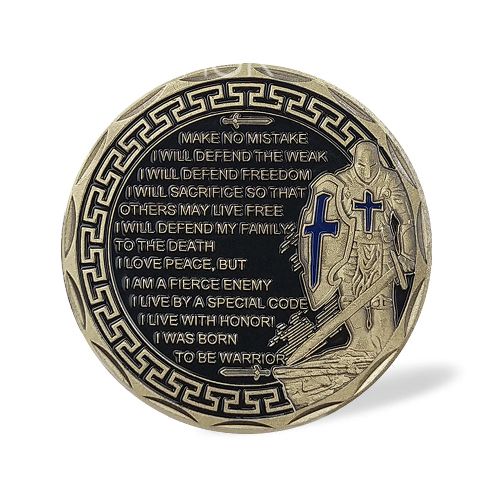 Law Enforcement Prayer Challenge Coin Bronze Crusader Warrior Police Collectible mysite