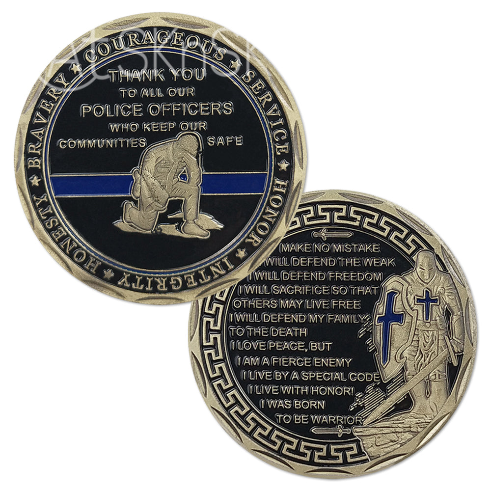 Law Enforcement Prayer Challenge Coin Bronze Crusader Warrior Police Collectible mysite