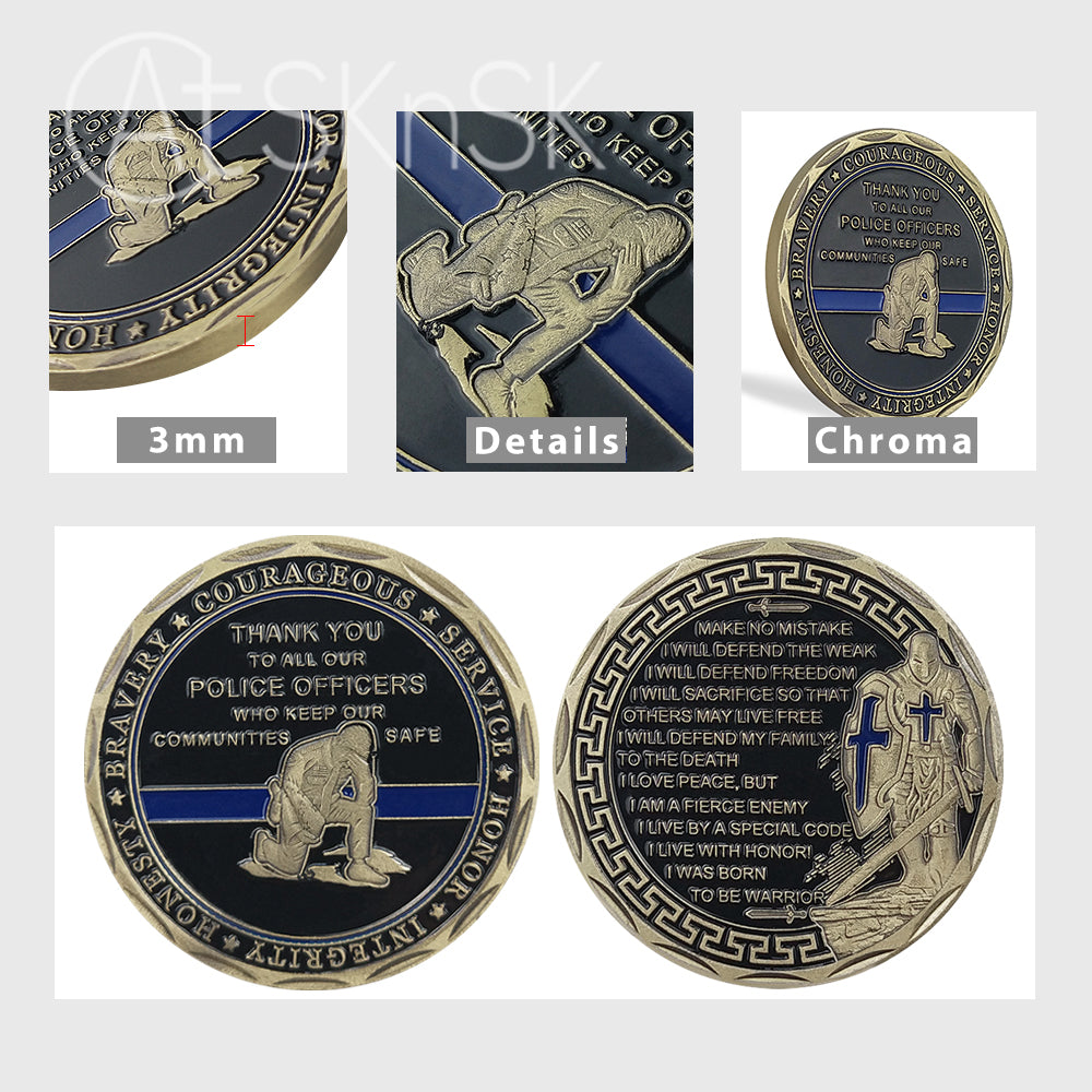 Law Enforcement Prayer Challenge Coin Bronze Crusader Warrior Police Collectible mysite