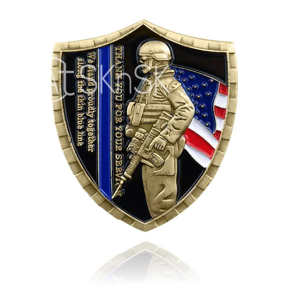 Police A Thin Blue Line Shield Badge Challenge Coin mysite