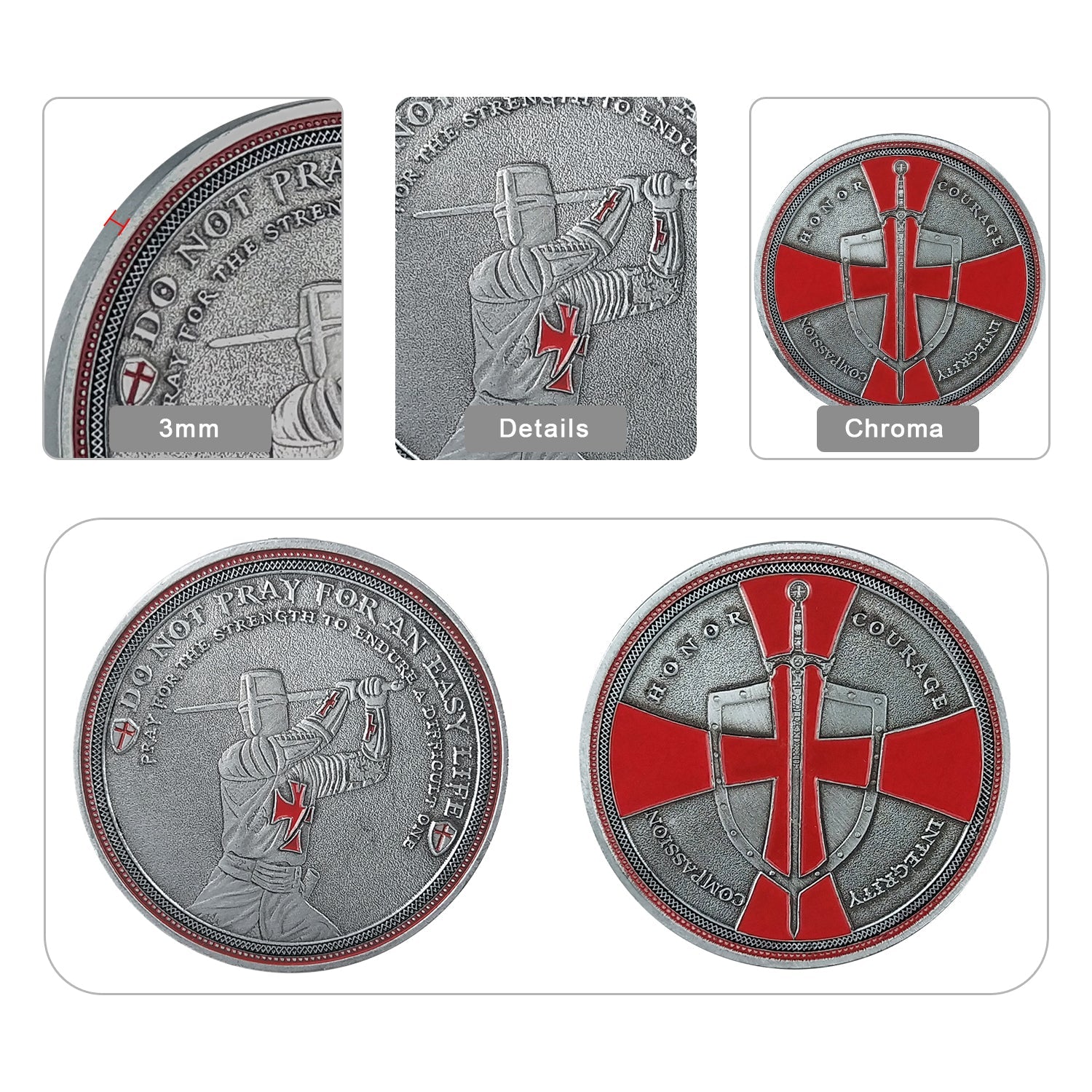Knight Templar Challenge Coin Red Cross Religious Coin Collection Commemorative Gift mysite