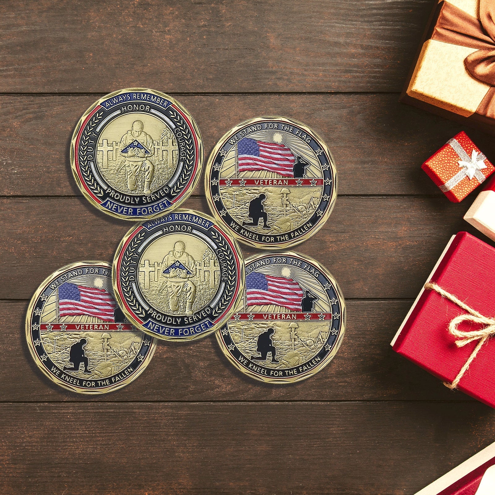 5 Pcs Veterans Military Challenge Coin Retirement Gift Coin Set mysite