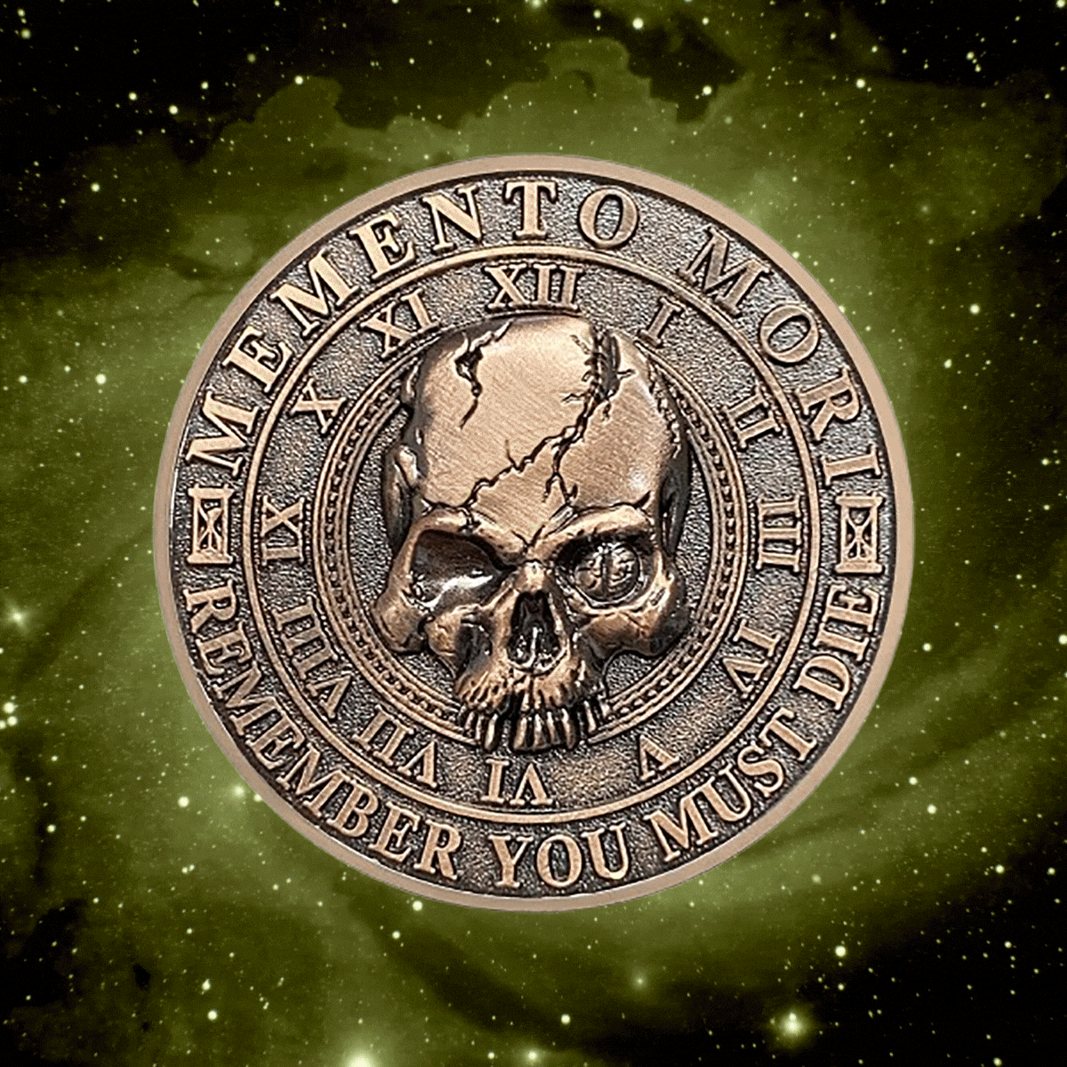 Tree of Life Skull Tempus Fugit Stoic Reminder Memento Mori Vivere Coin mysite