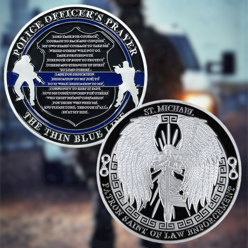 Guardian Angel Police Prayer Challenge Coin Sliver Religious Gift Coin mysite