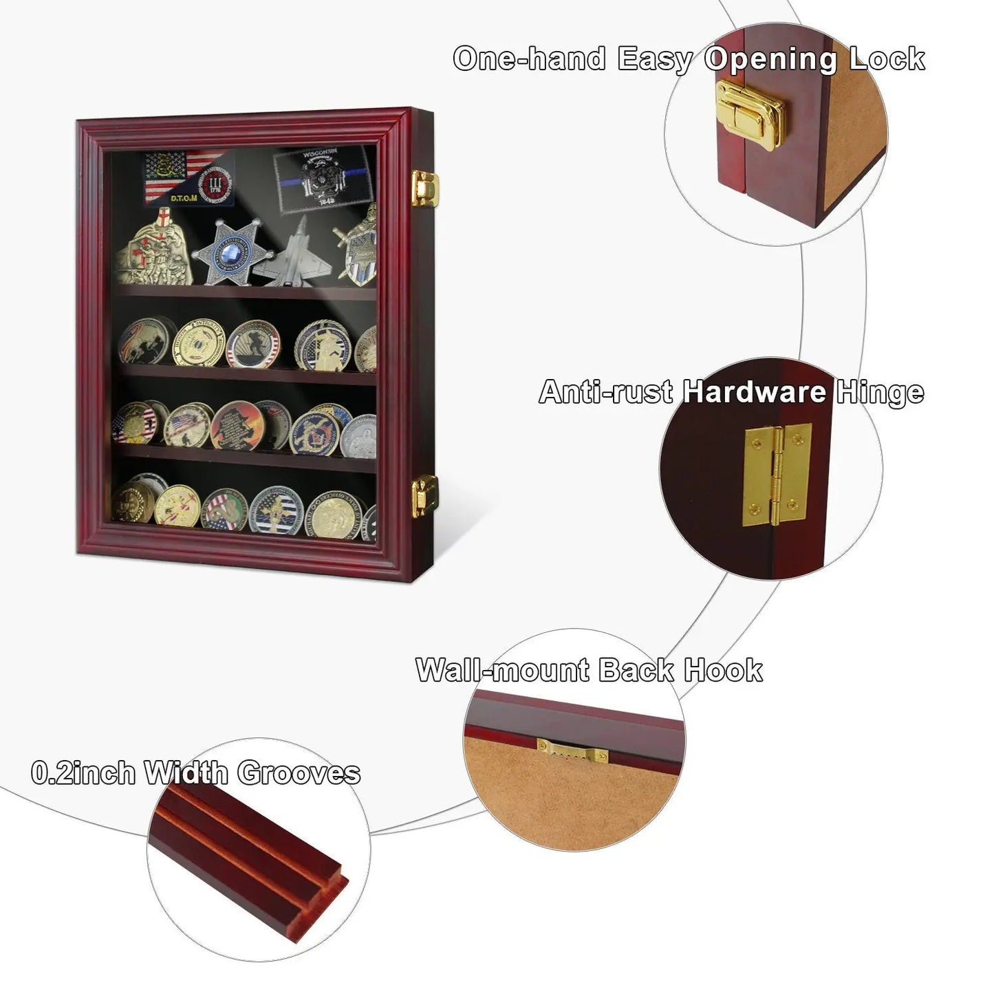 11" Cabinet Challenge Coin Display Case Chips Military Token Medallion Collectible Holder Ideal Gift for Him/gift for Him for father decowoodo