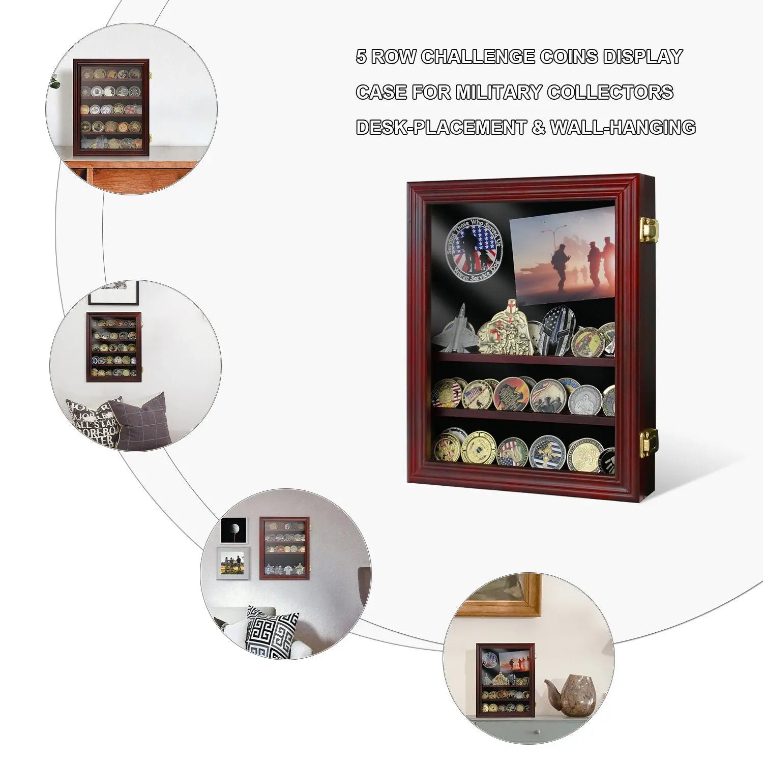 11" Cabinet Challenge Coin Display Case Chips Military Token Medallion Collectible Holder Ideal Gift for Him/gift for Him for father decowoodo