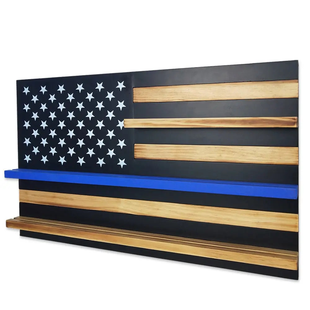20" Thin Blue Line Flag Challenge Coin Display Wall Mounted Militaria Collectible Holder/gift for Him for father decowoodo