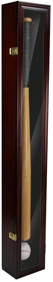 Baseball Bat Display Case Solid Wood Frame with Grass Transparent Door Holder Rack Cabinet Wall Mounted Shadow Box Vertical or Horizontal DecoWoodo