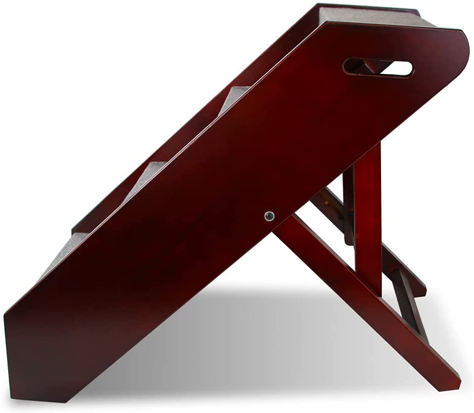 DecoWoodo Pet Stairs for Dogs and Cats Adjustable Pet Steps Wooden Foldable DecoWoodo