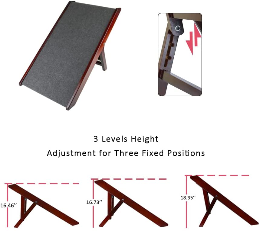 DecoWoodo Pet Ramp for Dogs and Cats Wooden Folding Bed Ramp with Carpet for Couch, Car DecoWoodo