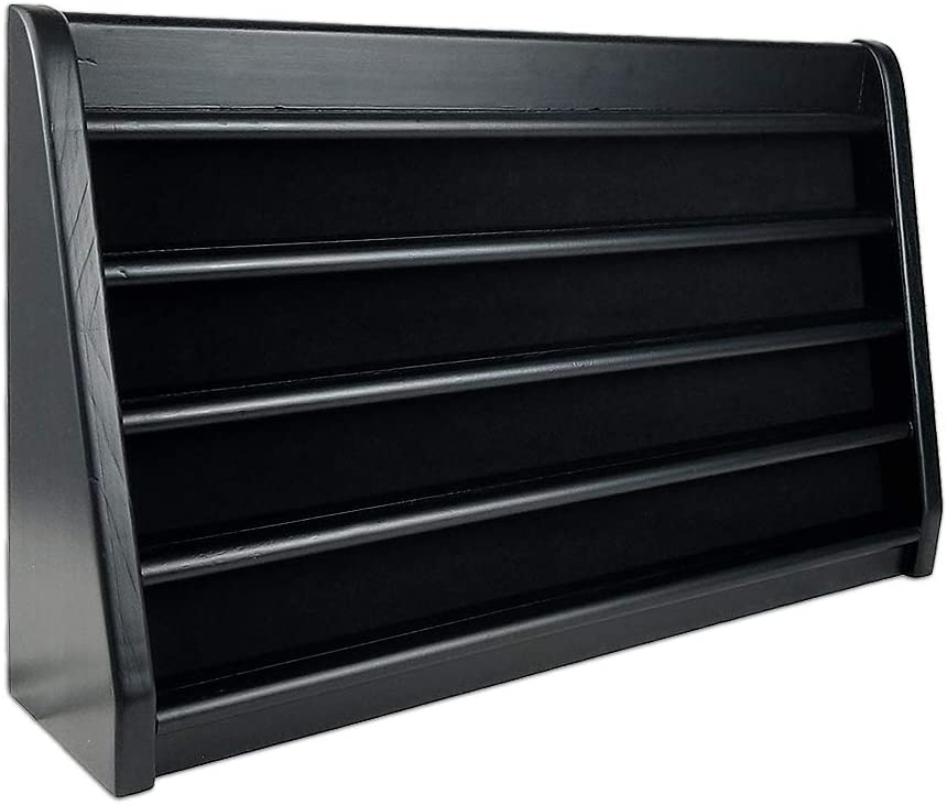 DecoWoodo Challenge Coin Display Stand Wooden Rack Military Coin Holder 5 Rows Black Finish DecoWoodo