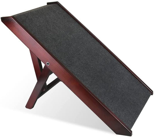 DecoWoodo Pet Ramp for Dogs and Cats Wooden Folding Bed Ramp with Carpet for Couch, Car DecoWoodo
