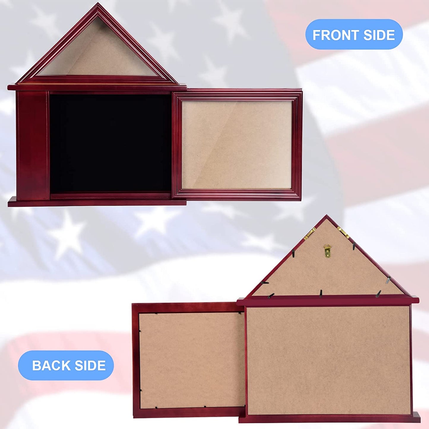 Flag Case with Certificate Holder for 3x5 American Flag, Mahogany DecoWoodo