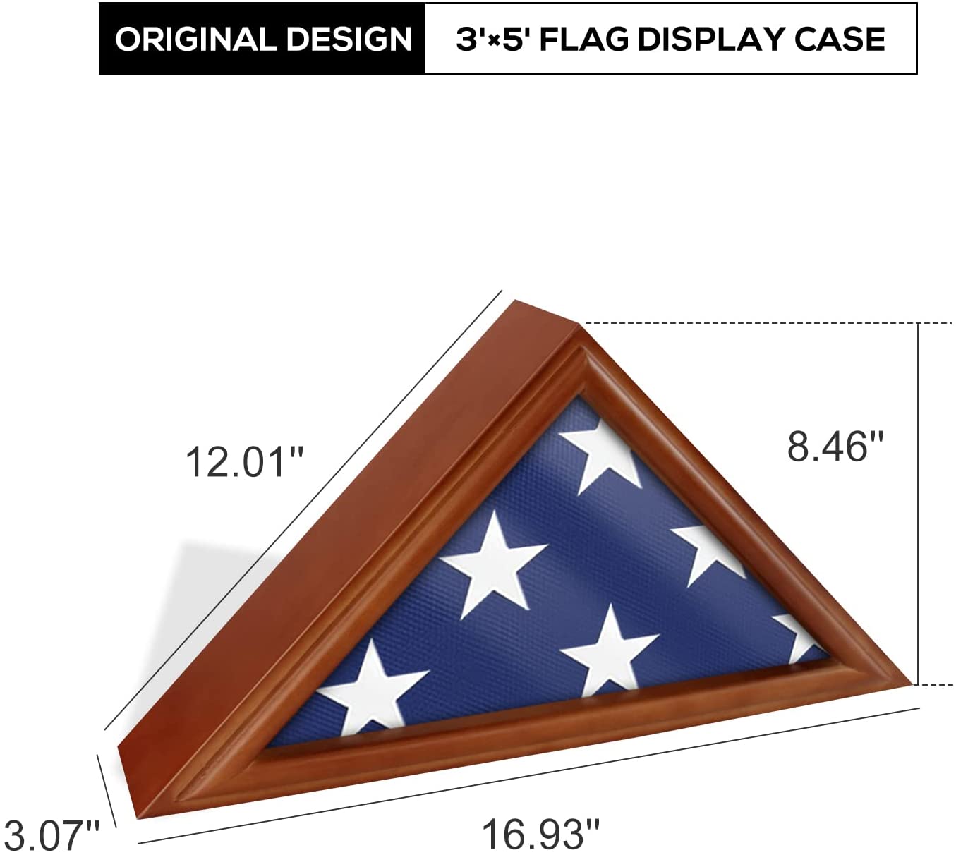 Flag Display Case 3' x 5' Not for Burial or Funeral Flag DecoWoodo