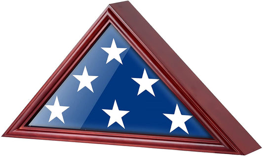 Flag Display Case Burial or Funeral Flag Frame 5 x 9.5' Mahogany Flag Shadow Box DecoWoodo