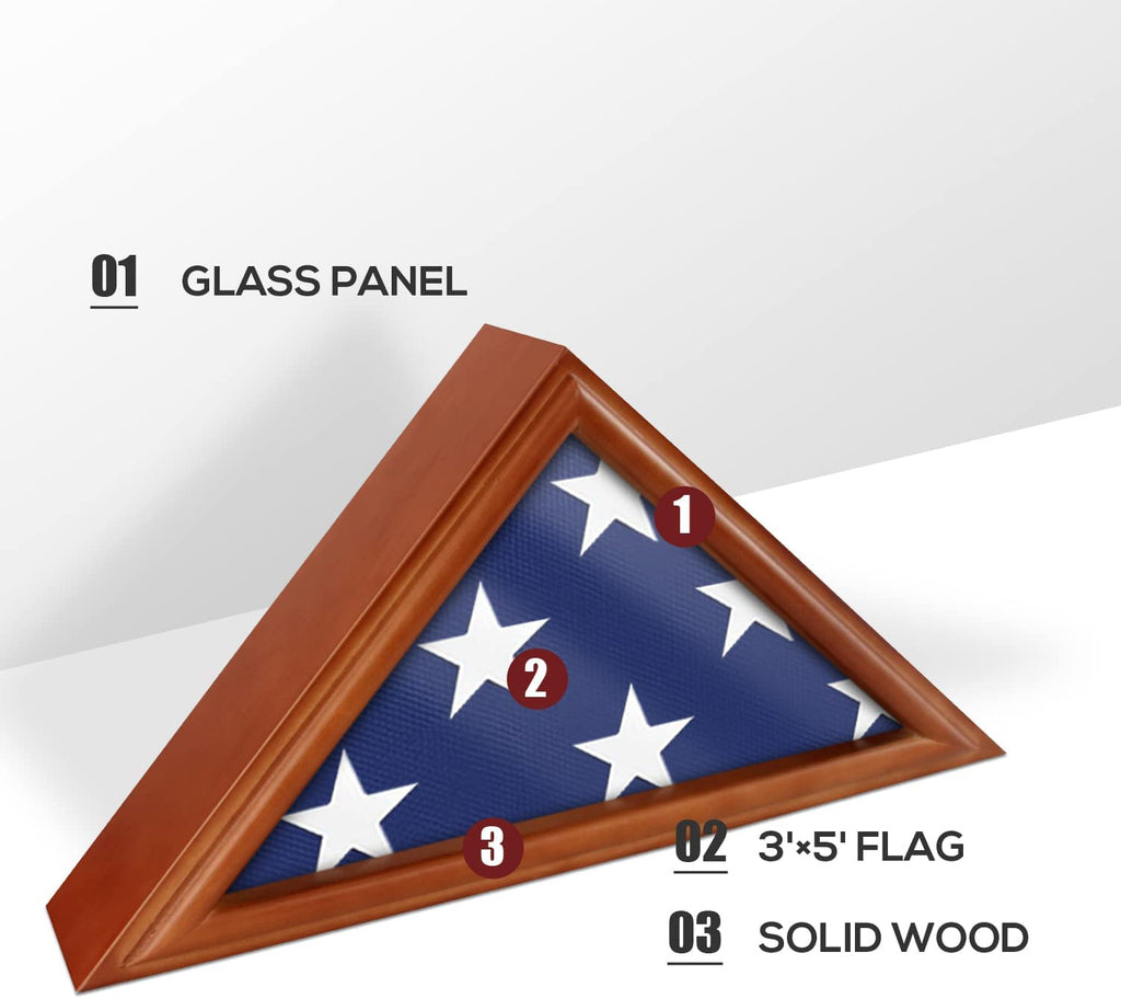 Flag Display Case 3' x 5' Not for Burial or Funeral Flag DecoWoodo